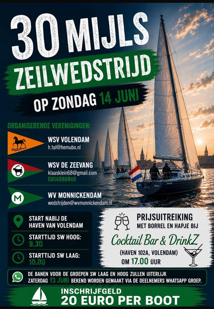 30 Mijls Zeilwedstrijd, zondag 14 juni
